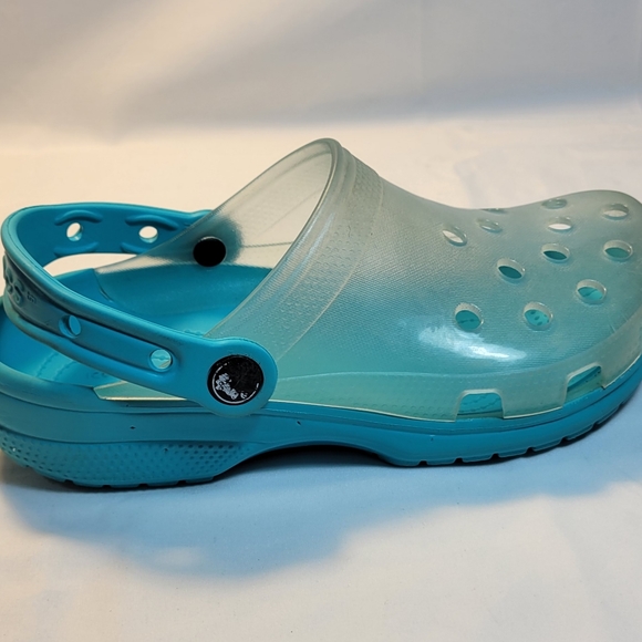 Crocs Shoes Unisex Mens 4 Womens 6 Classic Translucent Clog Digital Aqua - Picture 6 of 10